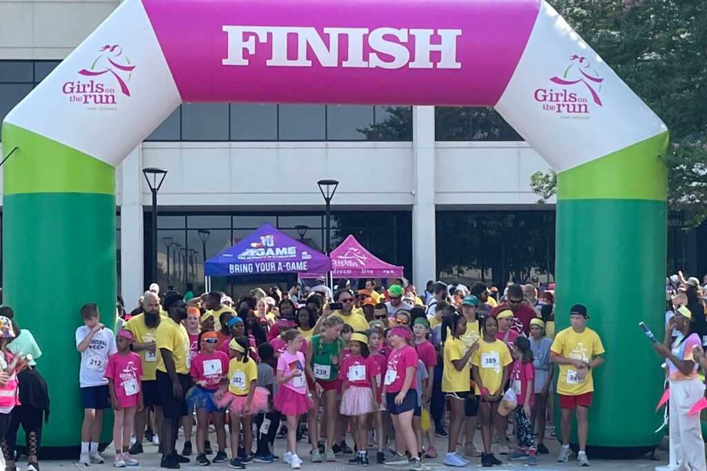 Girls on the run at finish line